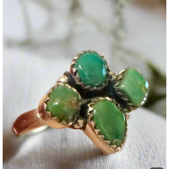Sonoran Gold Turquoise Cluster Ring Size Adjustable 5-12 - Picture 2 of 6